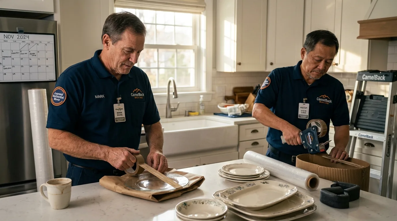 Professional crew packing kitchen dishware in Mount Joy, PA